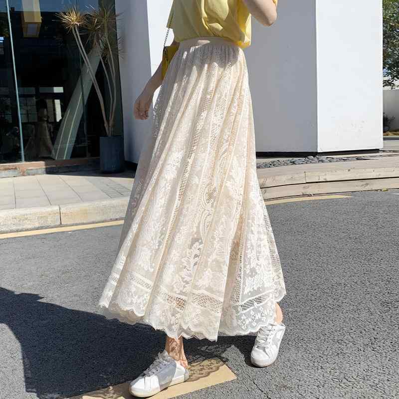 スカート 女性用 春夏 ミディ丈 ハイウエスト Aライン レース 花柄 圧花加工 ?? 微弾性 軽量 通勤 普段使い かわいい 甘め 清楚 ブラック ホワイト ベージュ ピンク ブラウン カラー展開 切り替えデザイン スリム シルエット 吸湿速乾 接触冷