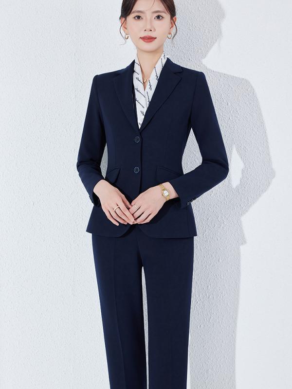 レディース 西装セット 秋冬 通勤用 仕事服 正装 西服 アウトドア ジャケット ロングパンツ 長袖 修身 スリムフィット 高級感 気質 ポリエステル ポリウレタン ストレッチ ネイビー ブラック ビジネスカジュアル フォーマルウェア 女性用 セットアッ|フォークBR