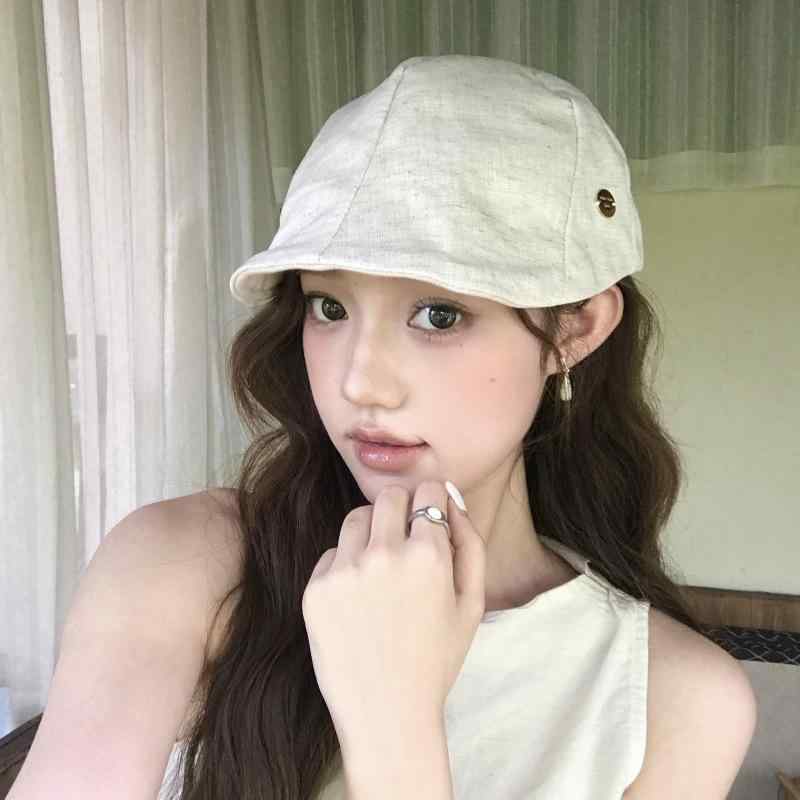 キャップ メンズ 女性用 ユニセックス リネン素材 コットン混紡 布製 丸型 深め 幅広つば 顔小さく見え ニュースボーイ風 百搭 シンプル ファッション 通勤 普段使い 軽量 透気性 防紫外線 遮陽 米色 ブラック 春夏秋冬 通年