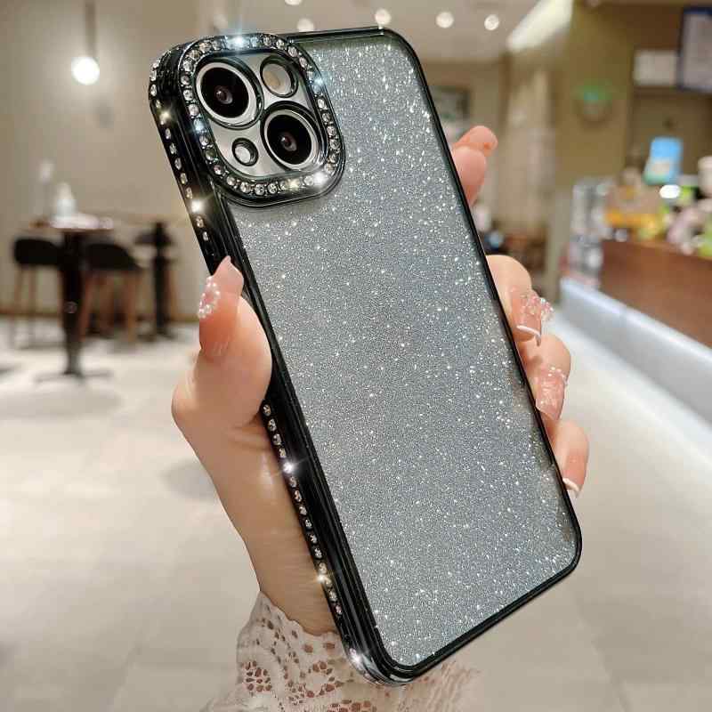 QziyanD for iPhone15 14 13 pro max ケース 用の豪華なキラキラ輝くダイヤモンドケース16 15pro 12 11 カメラ保護 ソフトラインストーンメッキバンパースパンコールカバー 耐衝撃 韓国 かわいい画像