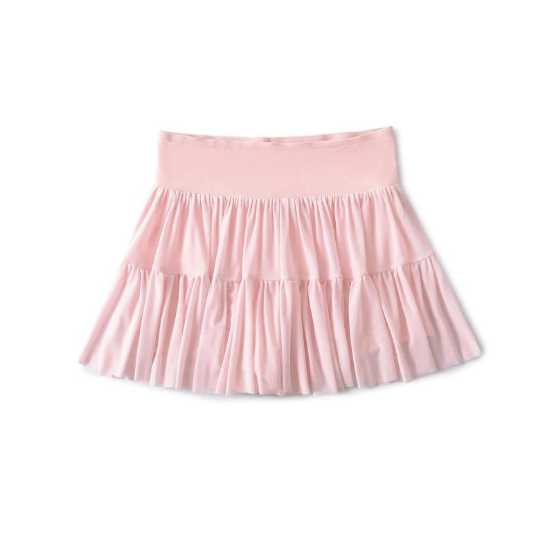 ミニスカート 半身スカート 女性用 かわいい 修身 スリム 夏 コットン混紡 ストレッチ チュール レイヤード 黒 クリーム モカ 紫 ライトブルー ピンク ストリート セクシー ショート丈