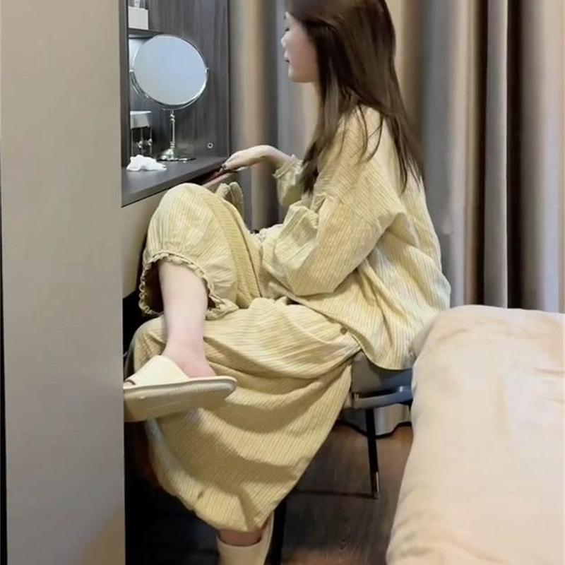 長袖パジャマセット 女性用 コットン素材 春夏 秋冬 通年 ゆったり大サイズ ホームウェア ルームウェア かわいい 甘め スタイル 透気性 快適 軽量 中厚 ラウンドネック 長袖パンツ セット ピンク グラフィックカラー 室内着 外出可 寝間着 ゆったり 4,993円