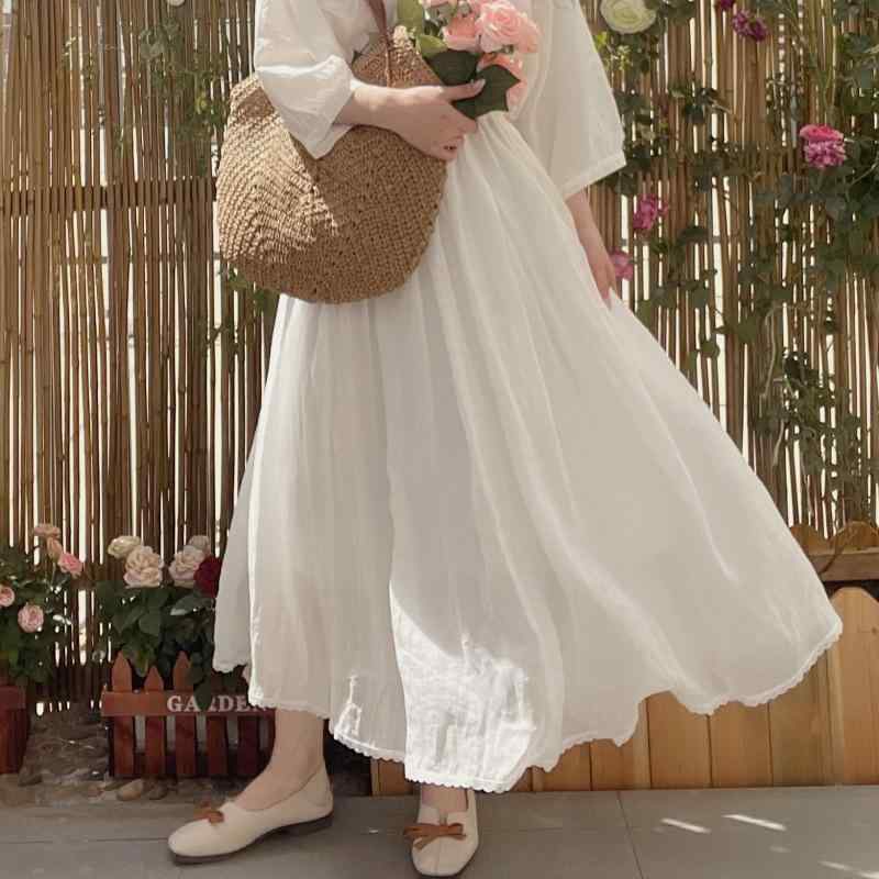 半身スカート レディース 夏 綿麻 中長丈 切り替えレース 花柄 純色 接触冷感 軽量 通勤 普段使い 快適 かわいい トップス ボトムス コーデ 吸湿速乾 再生繊維 ビッグシルエット ハイウエスト ブラック ピンク系 アイボリー 春夏 秋 ウィンター