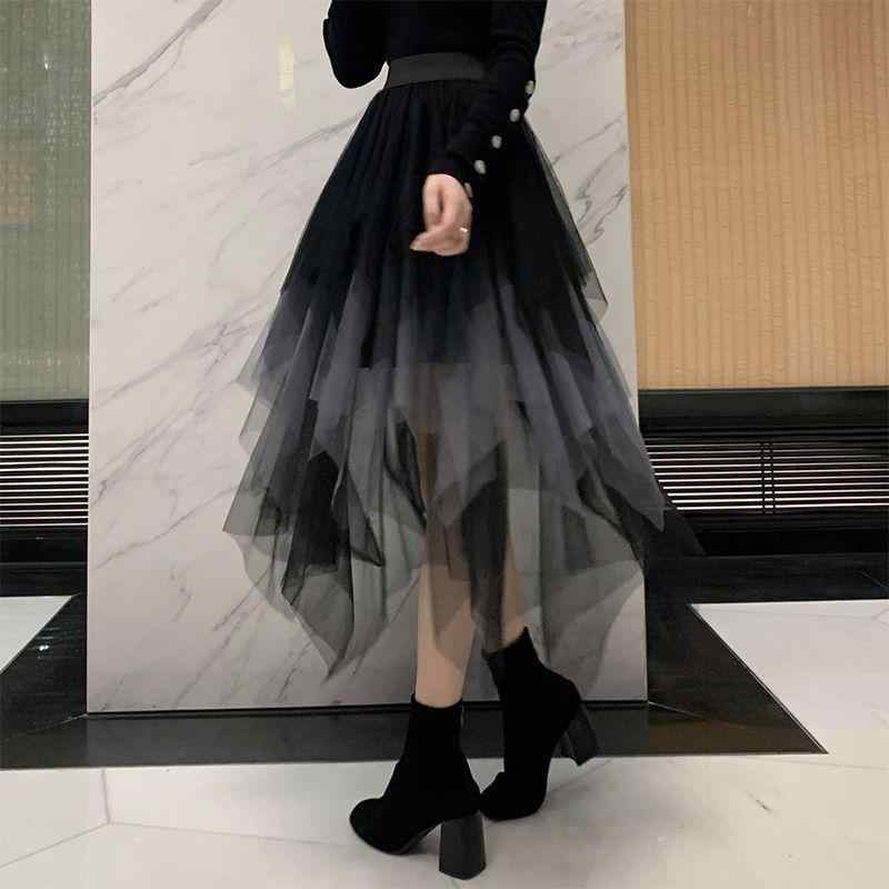 スカート 女性用 半身 ミモレ丈 不規則 切り替え 網? 垂? 気質 通勤 都市 秋冬 微弾 黒灰 ブルーグリーン 紫グリーン ピンク 杏色 軽量 快適 普段使い 伸縮性 ポリエステル ミドルレングス シルエット トップス 合わせ コーデ