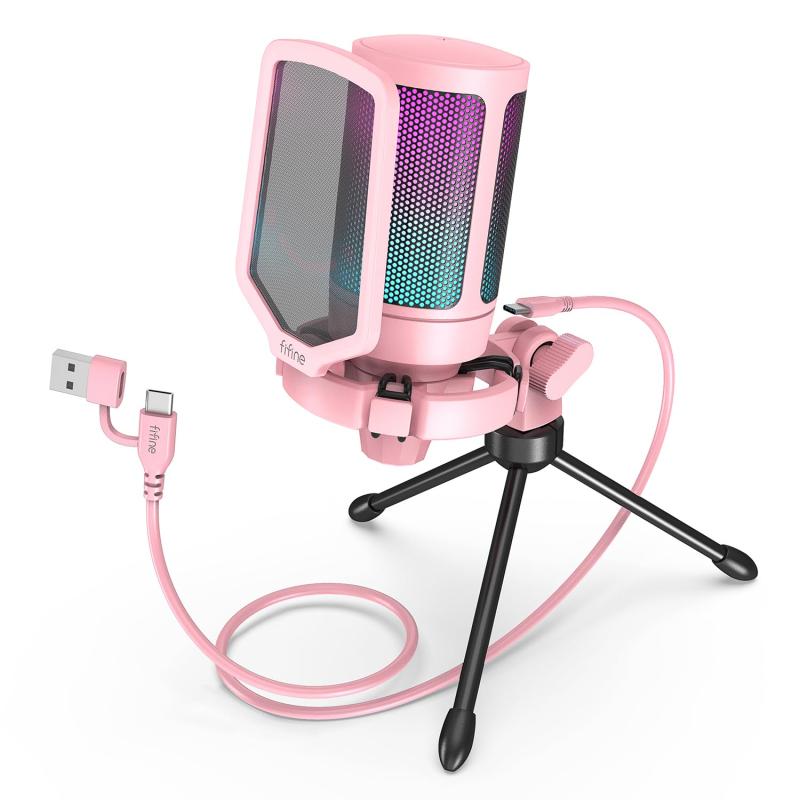 楽天市場】色：ピンク FIFINE USBコンデンサーマイク RGBライティング