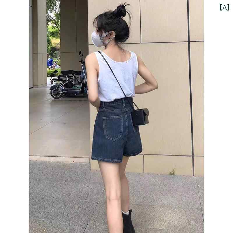 スカート 女性用 デニム 短め ハイウエスト Aライン 半身スカート コットン ポリエステル 混合素材 無弾性 深ブルー ビッグサイズ ゆったりシルエット 通勤 普段使い 快適 遮る スリム効果 夏 春夏 季節 通年対応 日韓カジュアル スタイル レジャ