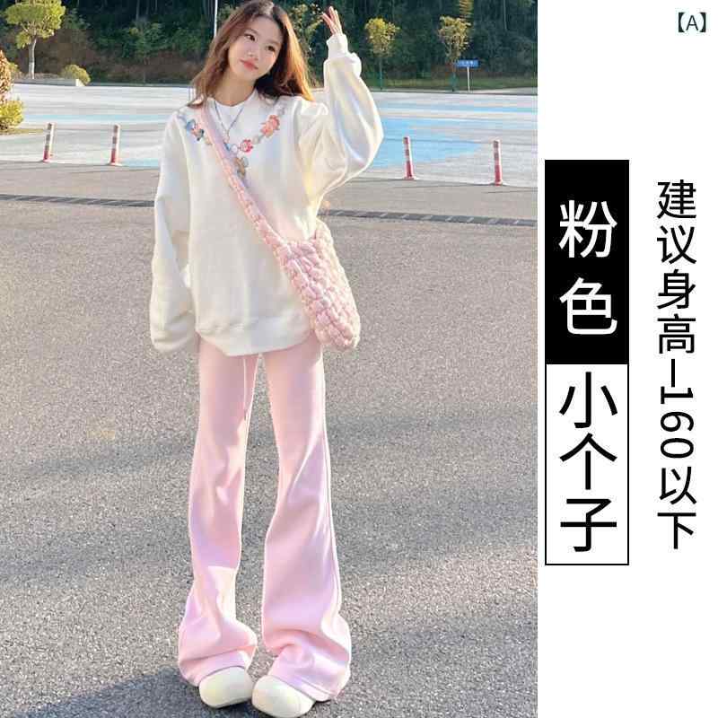 レディース ミラーパンツ ハイウエスト ロングパンツ ピンク ブラック グレー 春夏 コットン ポリエステル 混合素材 薄手 微弾力 垂感 ポケット シンプル 日常使い カジュアル 気質 優雅 日韓スタイル 免?加工 切り替え デザイン