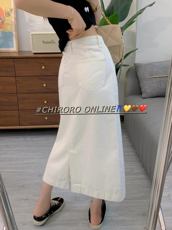 デニムスカート 女性用 春夏 ミッドライズ スリムライン ホワイト ミッドレングス 半身スカート スリット Aライン コットン ストレッチ 軽量 吸湿速乾 通勤用 普段使い カジュアル かわいい ハイウエスト ビッグシルエット アイボリー ベージュ ネイ