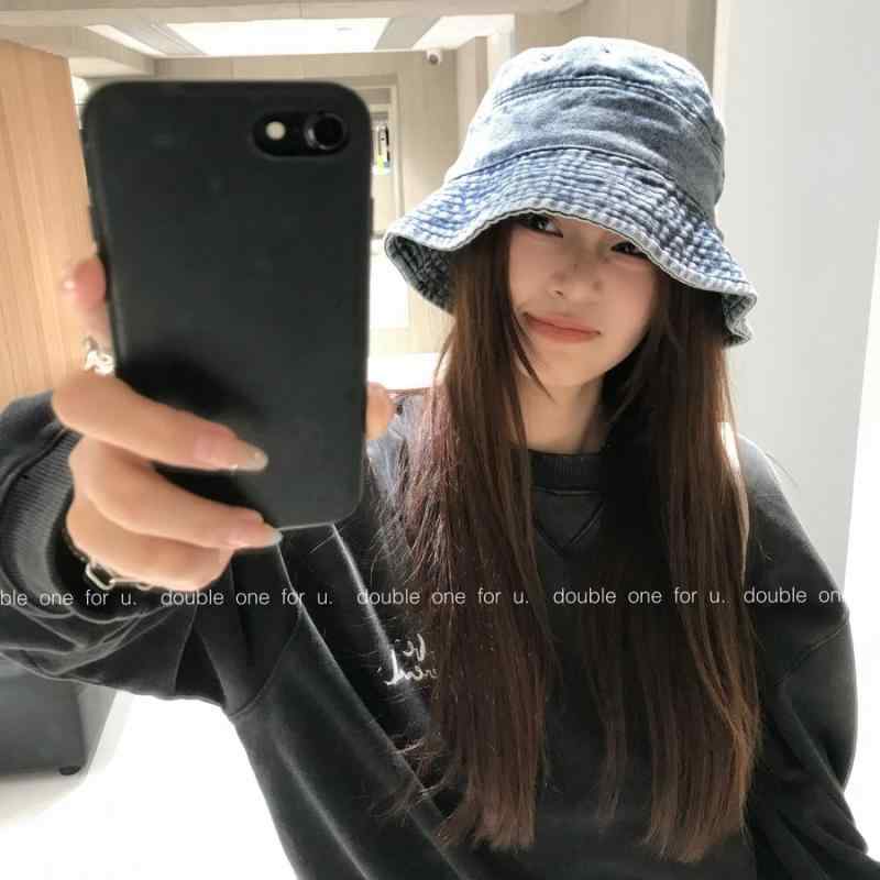 漁夫帽 ユニセックス 韓国風 日系 レトロ 水洗い デニム コットン 帽子 メンズ レディース ワイドブリム 平頂 遮陽 防晒 透気性 秋冬 牛仔黒 牛仔紺 牛仔ライトブルー ファッション 通勤 普段使い カジュアル スタイル