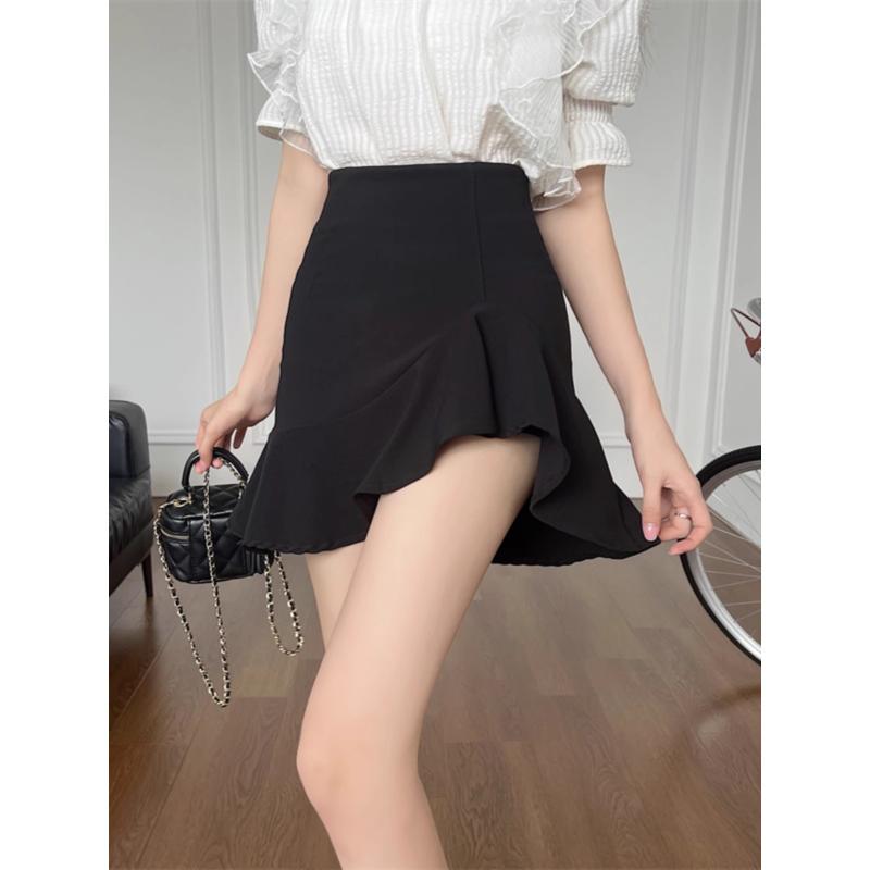 スカート 女性用 春夏 ハイウエスト セクシー Aライン ミディ タイト フィッシュテール フレア ミニ 切り替え 伸縮性 吸湿速乾 接触冷感 ブラック ピンク系 私服 御姐風 軽量 再生繊維 デイリー 普段使い ハイファッション