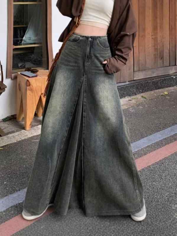 スカート 女性用 春夏 デニム ミディ丈 フィッシュテール ハイウエスト Aライン 包み込み フレア ヴィンテージ風 洗い加工 綿混 ポリエステル混 ストレッチ セメントカラー 甘め フレッシュ スリムシルエット 通勤 普段使い 軽量 イージーケア 環境