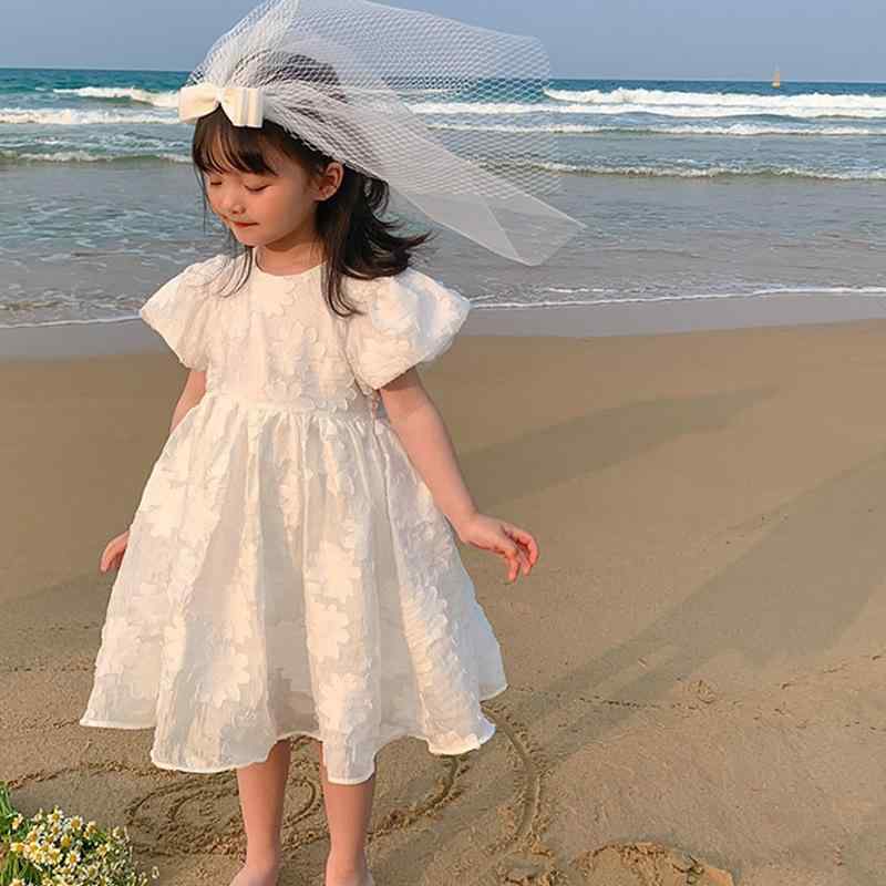 女児 ワンピース 女の子用 子供服 夏 春夏 連衣裙 プリンセススカート 大きな花柄 花柄 泡泡袖 短袖 かわいい 甘め 韓版 コットン混紡 綿70% ポリエステル30% 柔らかい生地 柔軟 花のプリント 潮范 スタイル Bクラス安全 中小童 3-8歳