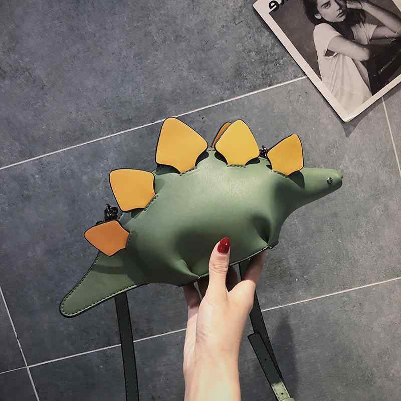 斜めがけバッグ 女性用 かわいい 個性的 クリエイティブ 恐竜柄 切り替え ショルダーバッグ 鞄 ファッション 街頭潮流 スタイル PU素材 軽量 小型 楕円形 ジッパー開閉 スマホ収納 ポケット シングルストラップ 日常使い ピンク ホワイト イエロー