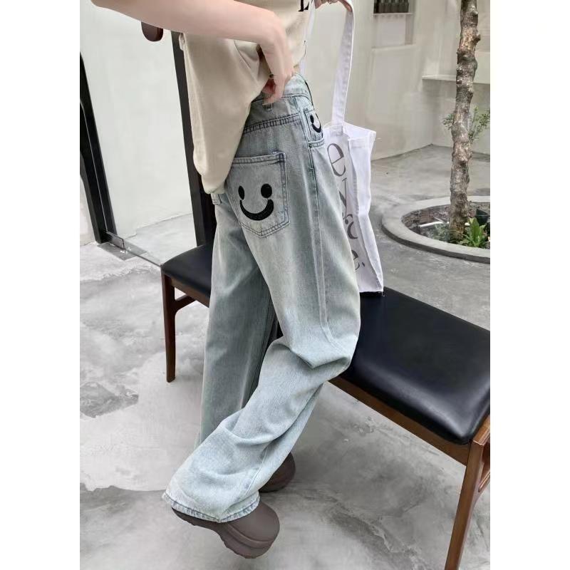 レディース ワイドパンツ デニム 牛仔 長ズボン 高腰 ゆったり スリム ビッグサイズ ワイドレッグ ゆったりシルエット ポケット ライトウォッシュ ブルー 春 コットン混 再生繊維 ストレッチ 軽量 吸湿速乾 復古 スタイル 通勤 普段使い 部屋着 カ