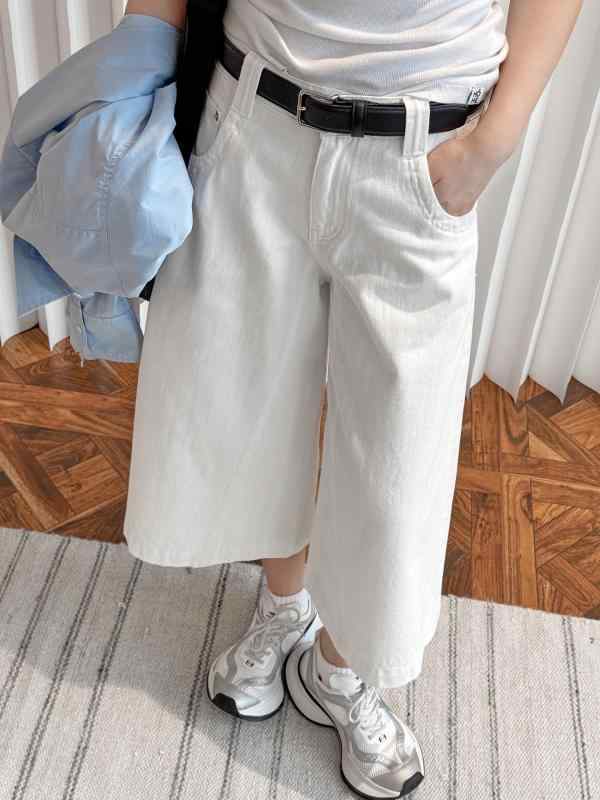 ズボン下 ユニ一発やる 亭主もち用 春夏 牛仔 ジーンズ 七分丈 膝下丈 中丈 ご機嫌酉の方角 ワイドレッグ ルーズシルエット 立体 廓形 うつり変わり 編み目 綿 綿織物 原料品 軽さ 微弾力性 伸ばすこと 伸縮性 日常 普段使い走り 街着 心地よい 表どおり ジーメンス