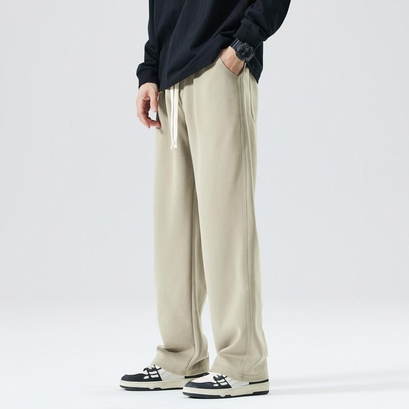 メンズパンツ 秋冬 男性用 コットン混紡 ゆったりシルエット 直筒パンツ 長ズボン ミッドライズ ドローストリング ベルト付き 厚手加絨 無地 ゆったりフィット 耐摩耗 ノンアイロン加工 無弾性 黒 ・柑其 深灰 緑 ゆったりレッグ ストレートレッグ コッ