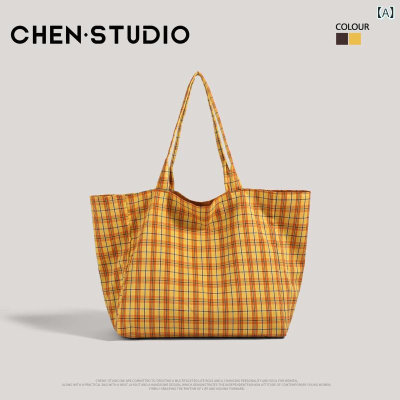 トートバッグ 女性用 単肩 ヒョウ柄 レトロ 帆布 ナイロン 中型 大容量 ソフト構造 ダブルショルダー ジッパー開閉 携帯ポケット ステッチ 日常 通勤 休? 都市 シンプル イエロー ブラウン 秋冬