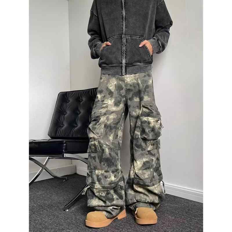 カーゴパンツ ユニセックス 直筒 迷彩柄 綿 耐磨 多ポケット 中腰 長ズボン 夏 ゆったり 休? 工装 切り替え 吸湿速乾 接触冷感 コットン素材 青少年向け 通勤 普段使い アウトドア 機能性 高級感