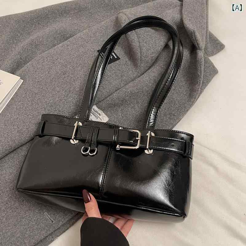 バケットバッグ 女性用 秋冬 シンプル 横型 方形 ショルダーバッグ 都市 通勤 普段使い ミディアムサイズ ロック ジッパー開閉 プエレザー ポリアエステル内張り ダブルストラップ ソフト 黒 グレー ピンク ブラウン ワインレッド ハンガー付き