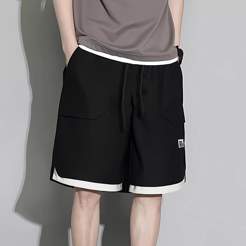 メンズ ショーツ 夏用 男性用 大きいサイズ ぽっちゃり ゆったり 5分丈 短パン コットン ポリエステル 混合 ブラック ワイドレッグ 微弾力 シンプル スタイル 通勤 普段使い 軽量 吸湿速乾