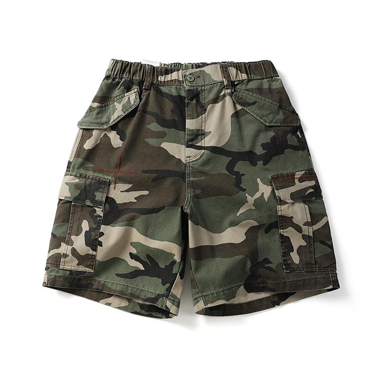 メンズ ショートパンツ 軍緑迷彩 コーヒー迷彩 純綿 夏用 軽量 伸縮性 吸湿速乾 直筒型 ワイドシルエット ゆったりフィット 軍用風 作業着風 夏ファッション 屋外活動 日常カジュアル 機能性素材 快適着用 2025年夏モデル