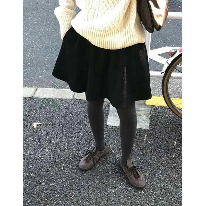 スカート ミディスカート 半身スカート 女性用 秋冬 韓国風 かわいい 甘め 百搭 Aライン ハイウエスト 短め丈 ウール混 羊毛素材 ブラック 米白色 無地 無弾性 普段使い 軽量 暖かみ 通勤 通学 カジュアルスタイル