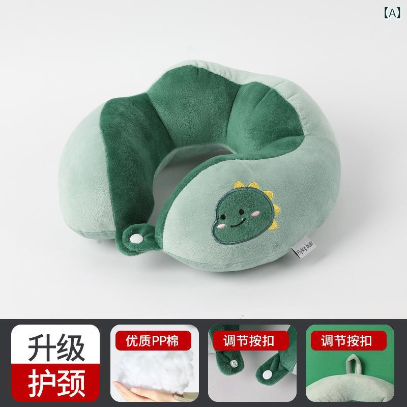 U型枕 恐龍柄 かわいい キャラクタープリント 記憶棉 接触冷感 枕芯 首枕 旅行用 学生用 オフィス 午睡 グリーン ピンク ベージュ ブラック 緑色 赤色 カーキ色 黒色 切り替えデザイン 軽量 通勤 通学 車内休憩 首保護 頸椎ケア 現代的 シンプ 4,549円