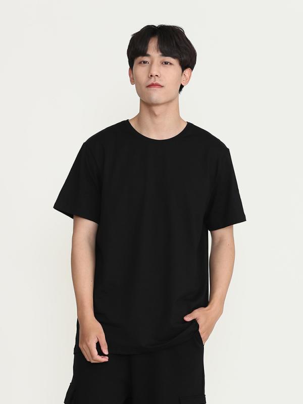 Tシャツ メンズ レディース 短袖 接触冷感 伸縮性 綿 再生繊維 吸湿速乾 透気性 色牢度高 丸首 ルーズフィット ロブヘム シンプル 無地 白色 黒 グレー 緑 夏 日常 春夏 通勤 普段使い カジュアル 軽量 普通厚