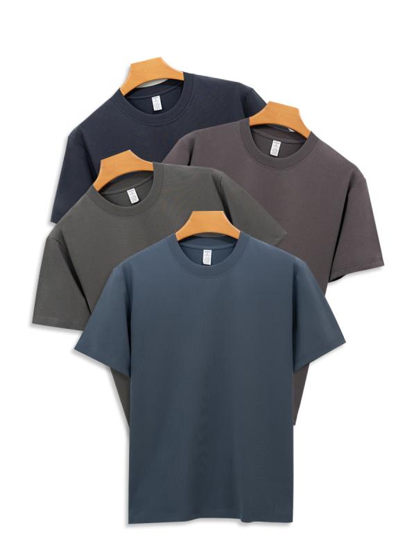 メンズ Tシャツ 男性用 短袖 丸首 接触冷感 速乾 抗菌 綿 再生繊維 ゆったりシルエット 軽量 通気性 吸湿排汗 防紫外線 防シワ 高伸縮性 防晒 厚手 シンプル 無地 肩切り替え アイロン不要 カジュアル 普段使い 街着 秋冬 春 ユニセックス 青
