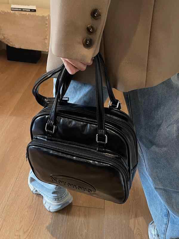 トートバッグ メンズ レディース 大学生 通勤用 日常使い 大容量 バックパック シングルショルダー 中型 横型 方形 プーレザー ポリコットン ライニング ソフト ジッパー開閉 スマホポケット シングルストラップ ダブルショルダー シンプル カジュアル