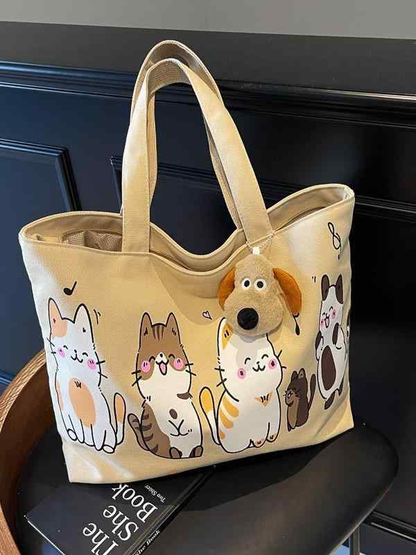 トートバッグ レディース 春夏 大容量 キャンバス 帆布 かわいい ・柑通 学生 通勤 日常 肩掛け 単肩 米白色 浅灰色 ブラウン カーキ 横型 方形 ソフト ポリエステル 裏地 ジッパー 開閉 携帯ポケット 内ポケット 縫い目 切り替え ダブルストラッ