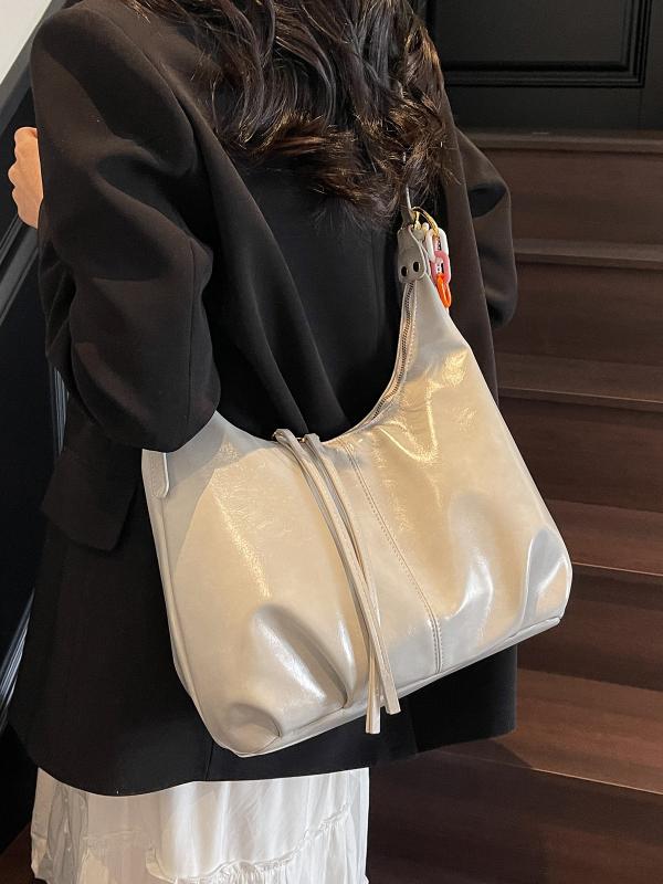 トートバッグ 女性用 春夏 ピンク グリーン グレー ブラック 都市シンプル デザイン PU素材 中型 縦型 方形 形状 ジッパー開閉 携帯ポケット 付き シングルショルダーストラップ ソフト 日常 外出 通勤 大容量 斜めがけ 対応 大学生 向け トー