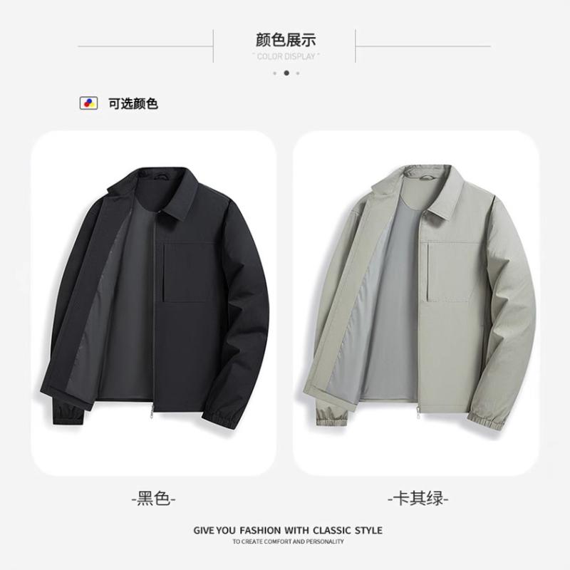 メンズ ミドルエージ ビジネス ジャケット 合体型 翻領 長袖 外套 純色 直下? 側縫ポケット 透気性 ポリエステル混紡 日常 通勤用 普段使い 黒 ・柑其緑 春夏 軽量 伸縮性 吸湿速乾 8,013円