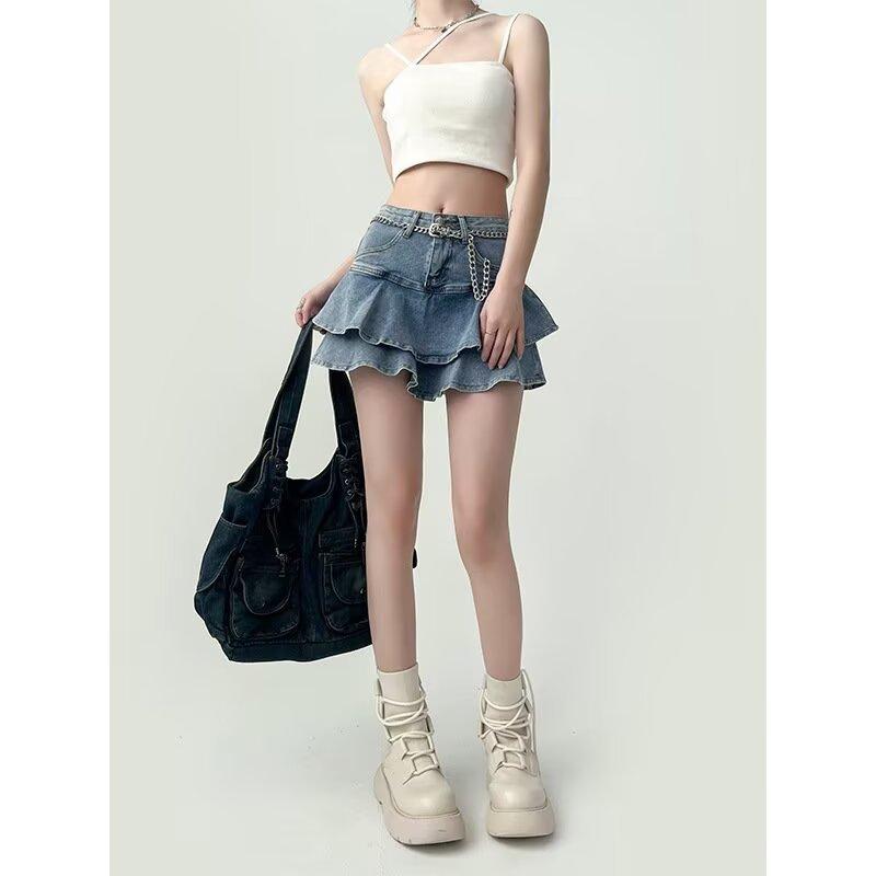 スカート 女性用 春夏 ハイウエスト Aライン デニム 短め フィッシュテール 半身スカート かわいい 切り替え 防走光 雪ニール 免? 無弾力 ブルー 私服 ハイブランド風 御姐スタイル 軽量 通勤 普段使い 膝上丈 フレアシルエット