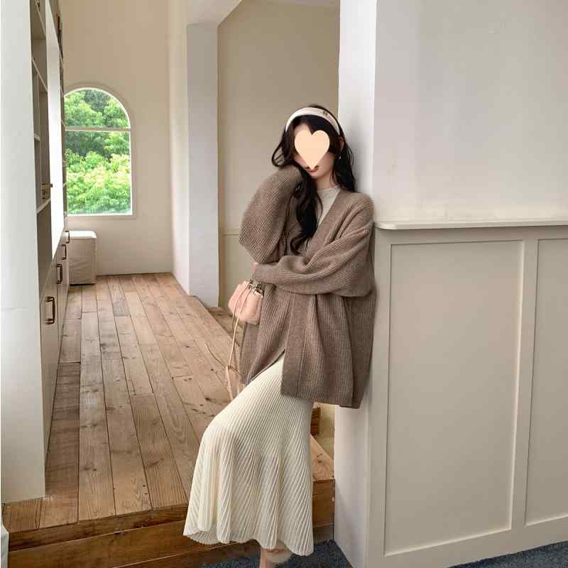 ニット スカート 女性用 秋冬 ロング ハーフスカート フィッシュテール デザイン 羊毛混紡 糸 ゆったりシルエット 接触冷感 再生繊維 アクリル 95% 以上 ミックス 素材 気質 通勤 スタイル 都市風 米白色 ピンクパープル グレー タイトフィット