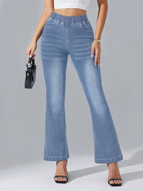 レディース 牛仔パンツ デニムパンツ ハイウエスト ミラーブラウス 伸縮性 綿混 ポリエステル混 中厚手 ライトブルー 洗い加工 砂洗い加工 都市スタイル 通勤用 気品スタイル カジュアルデイリー ミディアムストレッチ ロングパンツ 軽量素材 快適フィッ
