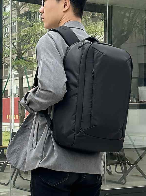 バックパック 男女兼用 メンズ レディース 通勤 旅行 出張 大容量 防水 ノートPC 収納 16インチ対応 大学生 ビジネスバッグ ショルダーバッグ ナイロン ポリエステル ライニング クッションショルダーストラップ シンプル ブラック 32x17x4