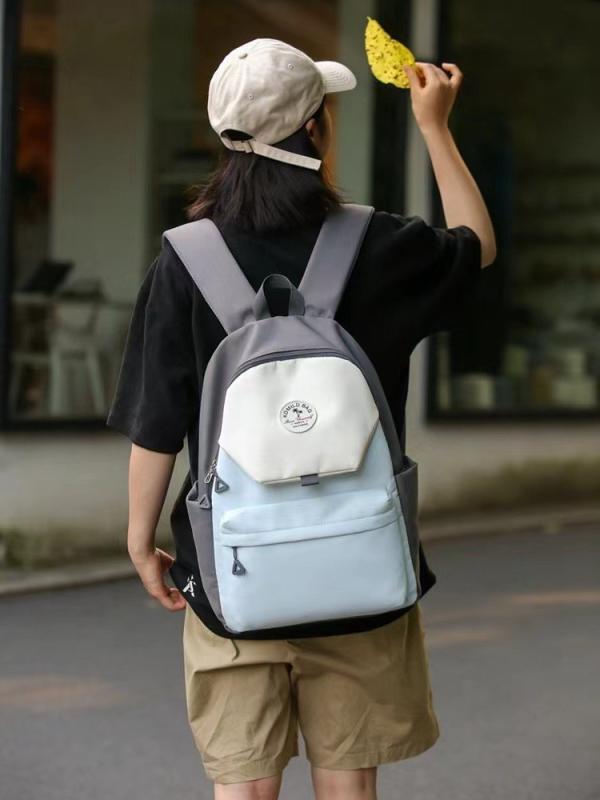 リュックサック 男女兼用 高校生 大学生 通学 バッグ ナイロン素材 耐摩耗 衝撃吸収 軽量 気圧クッション ショルダーストラップ 20-35L 大容量 16インチ ノートPC収納 可能 都市 シンプル スタイル 切り替え デザイン ピンク ブルー グリ