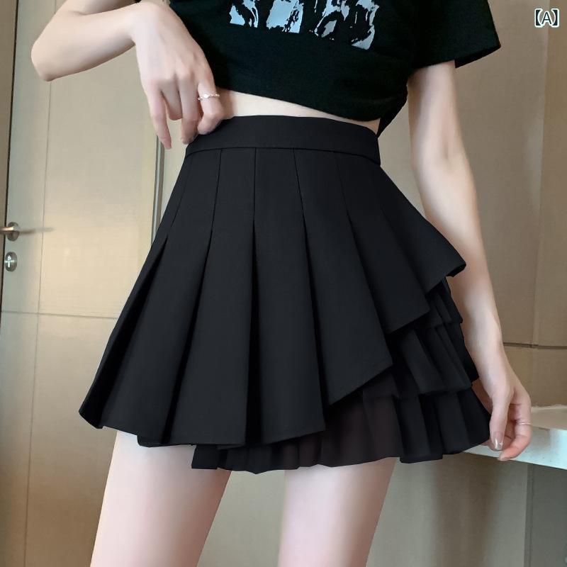 スカート 女性用 夏 半身スカート 短丈 Aライン ハイウエスト プリーツ グレー メッシュ素材 軽量 微弾性 立体装飾 デザイン性 日韓カジュアル 原宿スタイル 気質優雅