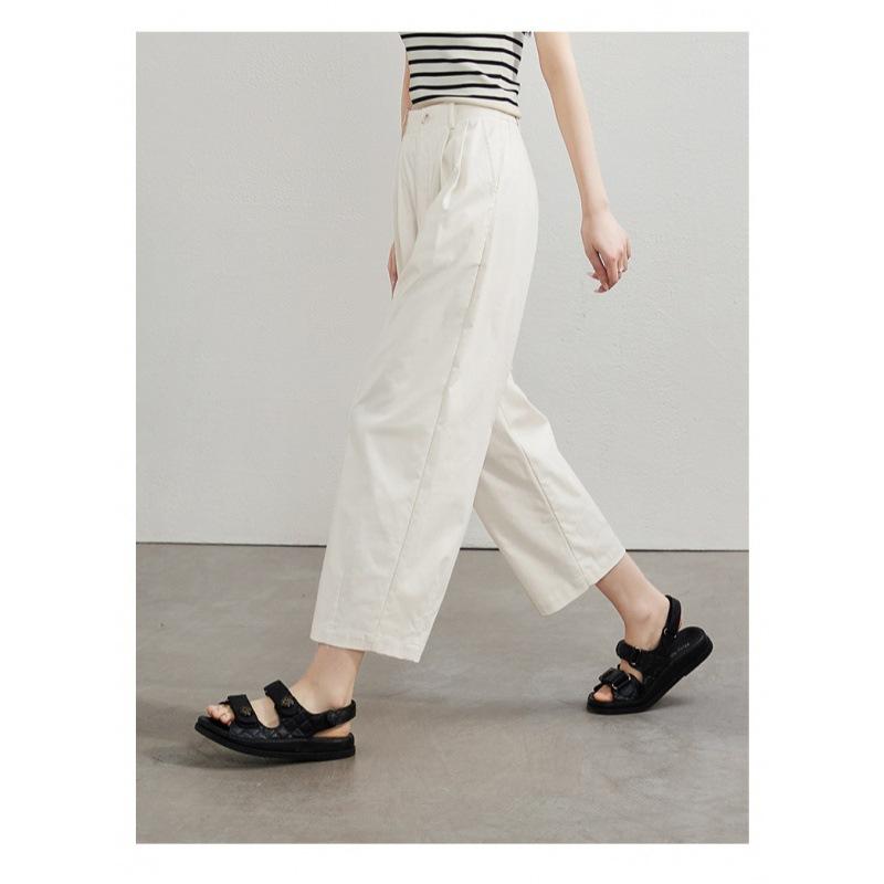 レディース ワイドパンツ クロップドパンツ 九分丈 高腰 ゆったりシルエット ?・覧デザイン 通勤用 普段使い 気質スタイル 都市風 口袋付き 直筒型 微弾性 綿混 再生繊維 グレー 紫色 ベージュ 中厚手