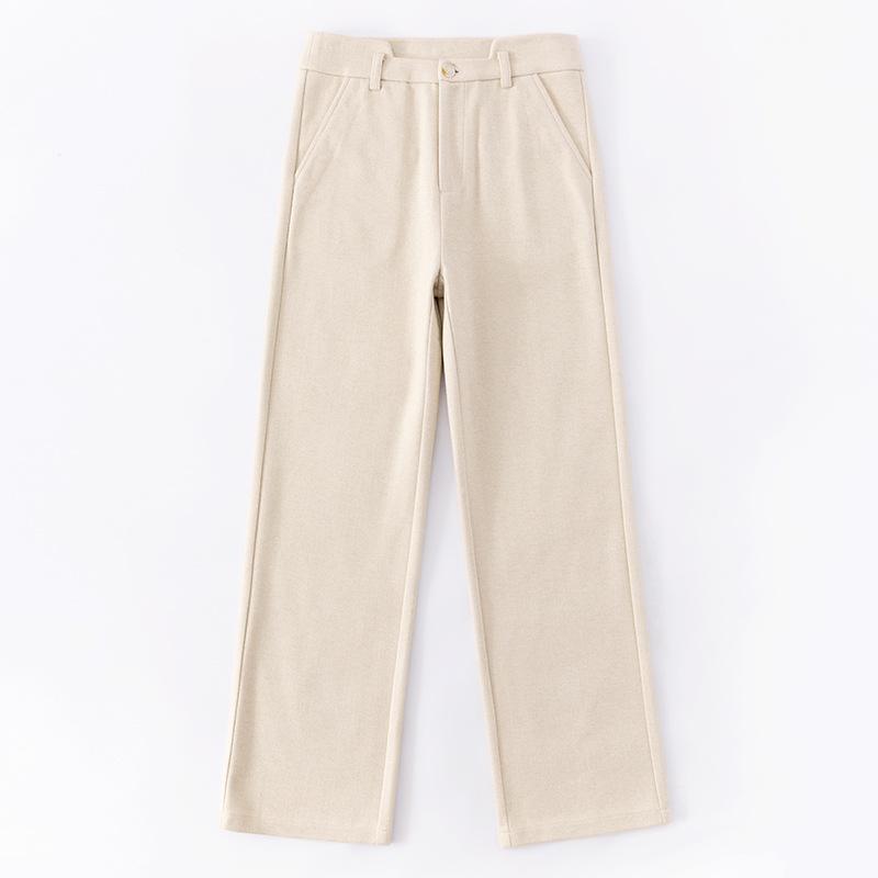 レディース ワイドパンツ 秋冬 厚手 高腰 直筒 ストレッチ ロング丈 ミラノリブ ポリエステル混紡 粘液性繊維 免・聞加工 ブラック アイボリー ブラウン ミックスカラー ゆったりシルエット 快適 デイリー 普段使い 軽やか 動きやすい コスパ抜群 女性