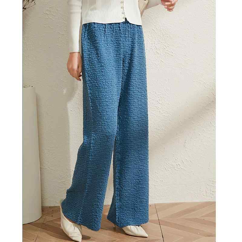 レディース ワイドパンツ ロングパンツ 冬 ニットパンツ ウール混 厚手 ニット素材 高腰 ゆったりシルエット ストレッチ 気質 通勤 都市スタイル 切り替えデザイン ミックスカラー ホワイト ピンク ベージュ ブルー グレー ブラック イエロー 接触冷