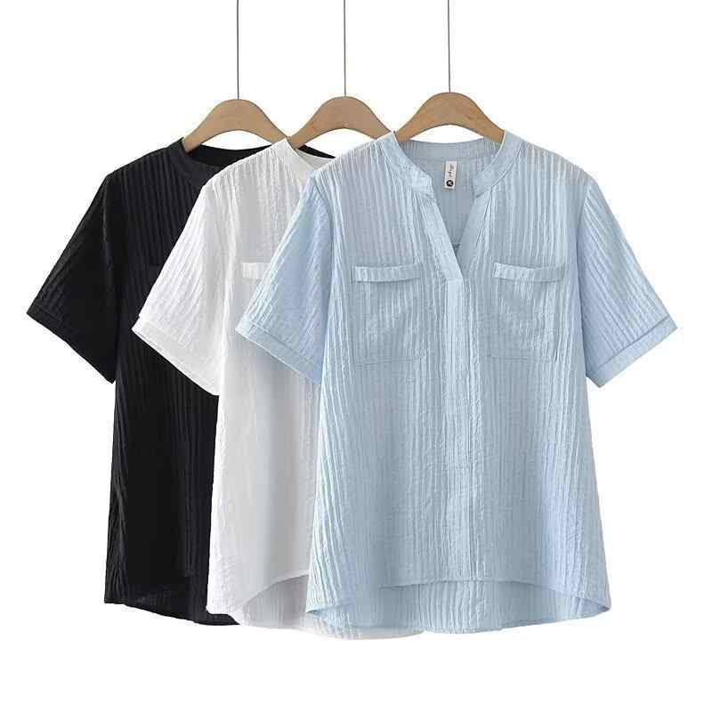 Tシャツ レディース ビッグサイズ 春夏 短袖 Vネック トップス 綿素材 純色 切り替えデザイン ゆったりシルエット 接触冷感 吸湿速乾 ブルー ホワイト ブラック 日常使い 快適 韓風 カジュアル ファッション