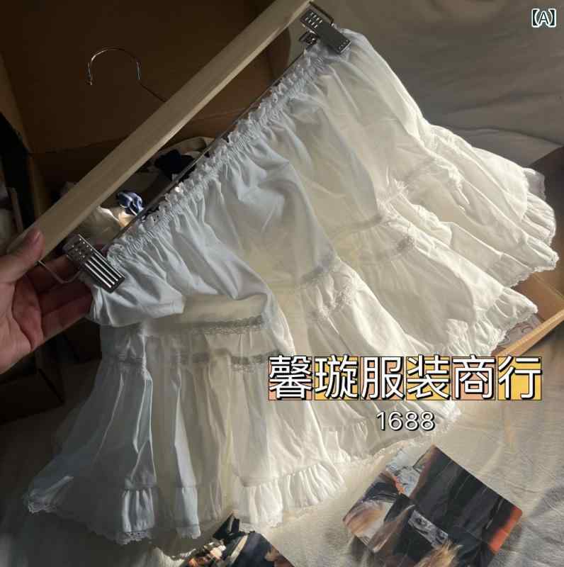 半身スカート 女性用 白色 レース フレア Aライン 百褶 短丈 綿素材 接触冷感 気質 通勤 普段使い 軽量 伸縮性 夏 春夏 かわいい ビッグシルエット ハイウエスト
