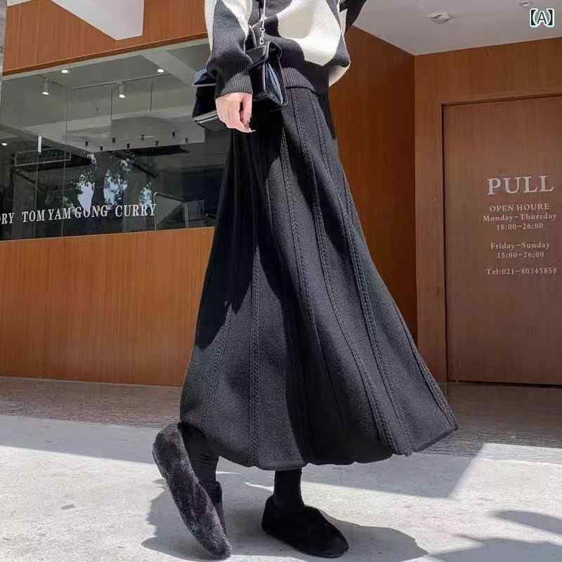スカート 女性用 中長丈 プリーツ 半身スカート 麻 花柄 デザイン 切り替え 気質 通勤 快適 普段使い 伸縮性 再生繊維 ポリエステル ブラック グレー ベージュ系 秋 秋冬 軽量 ビッグシルエット ハイウエスト