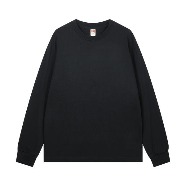 メンズ Tシャツ 長袖 トップス 純色 丸首 ゆったりシルエット コットン100 240g 耐摩耗 吸湿速乾 色牢度高 開き ニット袖口 秋冬 秋 冬 春秋 白色 ブラック グレー系 ベージュグリーン系 休? カジュアル 普段使い 青少年 成人 18-2