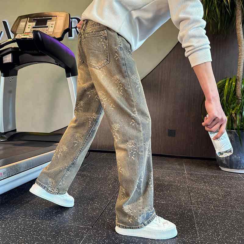 メンズ ストレート デニムパンツ コットン素材 薄手 低腰 ジッパー ライトブルー 春 日常 カジュアル ゆったり スリムライン ティーン向け ロングレングス 軽量 洗い加工 無弾性 直筒 トップス 基礎スタイル 流行 痩せ見え クール ベーシック ゆっ