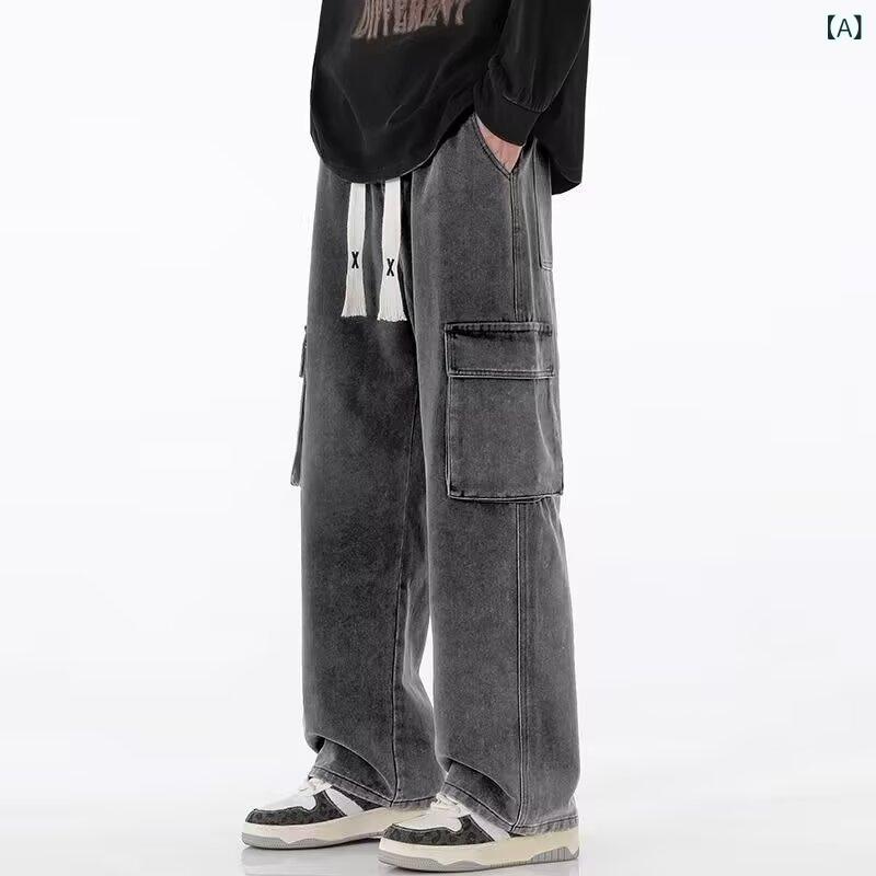 メンズ 秋冬 工装風 デニムパンツ 直筒型 長丈 ゆったりシルエット 多ポケット 綿素材 中腰 系紐 ウエスト 日常使い 防水加工 無弾性 ブラック グレー ブルー 迷彩柄 カジュアルスタイル ゆったりフィット 大きめサイズ 通勤対応 アウトドア向け ス 4,582円