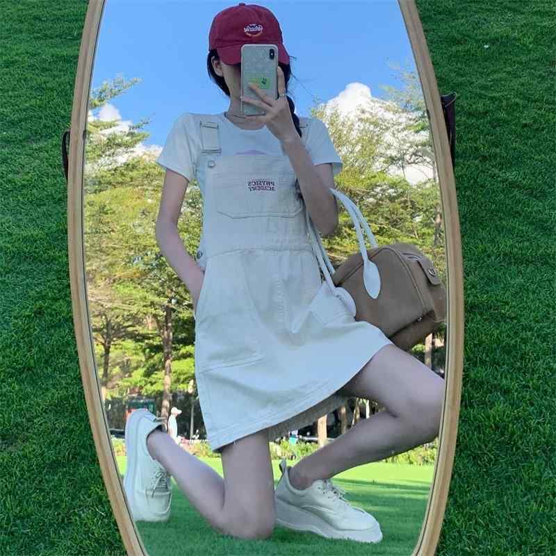サマー デニム 背広 ワンピース 女性用 ビッグサイズ Aライン 短丈 無袖 コットン 素材 街頭風 かわいい スタイル ブラック ホワイト アイボリー カラー 軽量 伸縮性 吸湿速乾 通勤 普段使い 部屋着