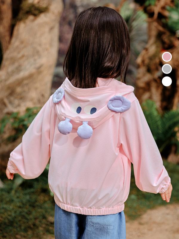 赤ちゃん服 お坊っちゃん用 愛くるしげ うさ耳 ボンネット付き添い人 防晒 長袖 トップス 当たること冷感 伸縮性 吸湿速乾 軽さ サクラ色系 白いこと系 春夏 アウトドア 普段使い走り 紫外線とり捨てる